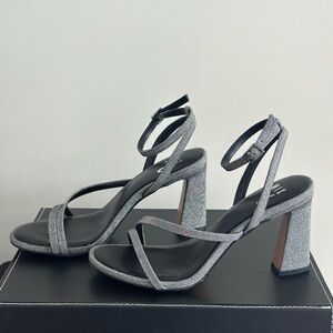 Mix No. 6 Glittery Silver Block Heels